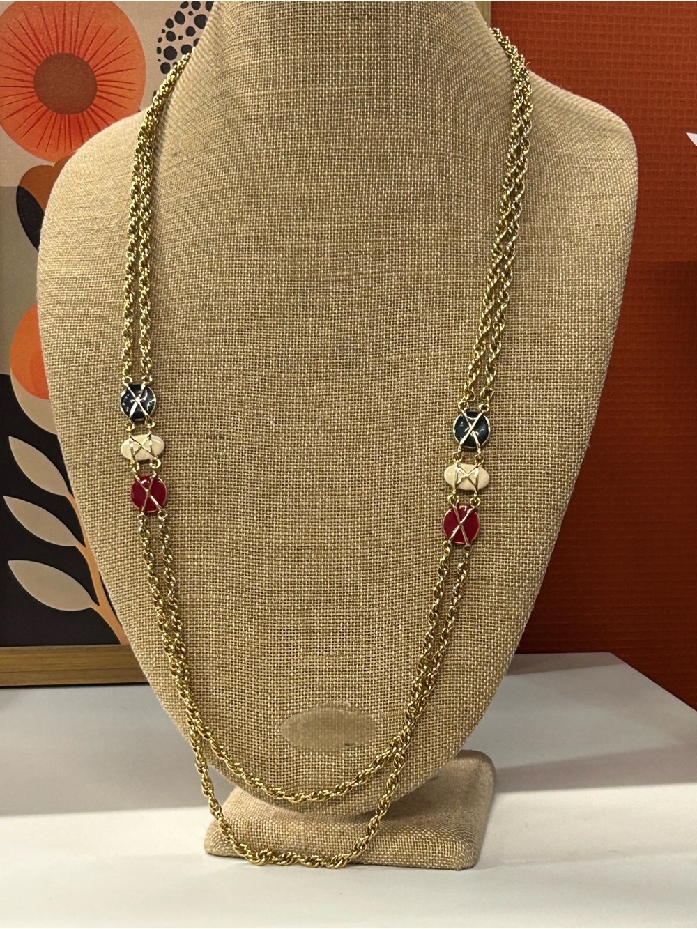 80’s runway nautical gold plated necklace